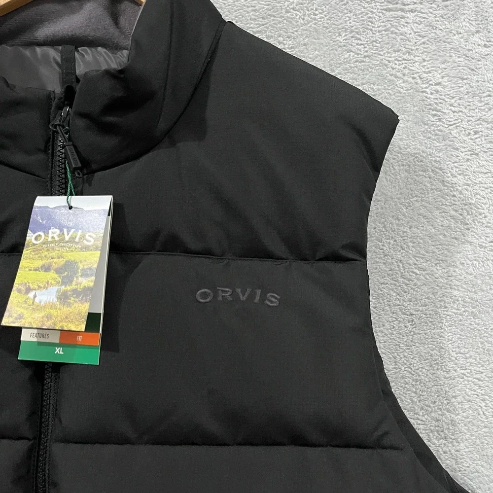 Orvis Puffer Vest Men XL Ripstop Outerwear Black Outdoors Hiking‎ Fishing Zip